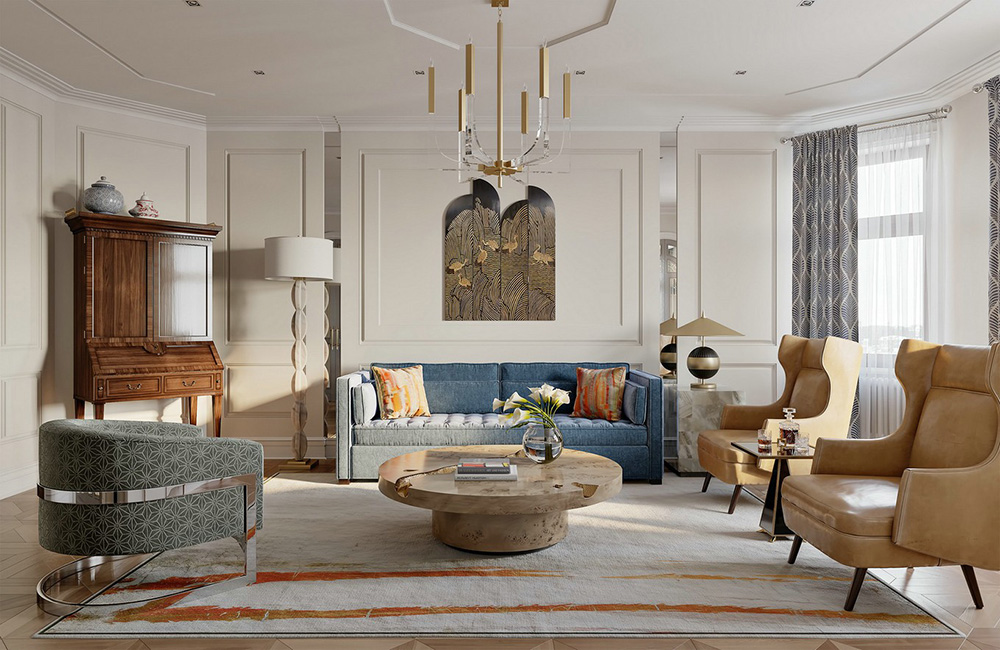 田園輕奢風(fēng)格室內(nèi)裝修效果圖-碧桂園新仕界四居180平米-客廳 田園輕奢風(fēng)格室內(nèi)裝修效果圖-碧桂園新仕界四居180平米-客廳