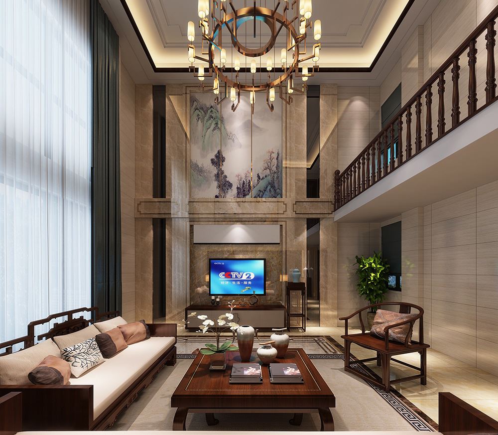 湛江市美景國際廣場新中式風格別墅裝修案例