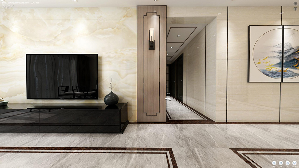 新中式風格室內(nèi)裝修效果圖-佛山萬科城三居125平米-電視背景墻 新中式風格室內(nèi)裝修效果圖-佛山萬科城三居125平米-電視背景墻