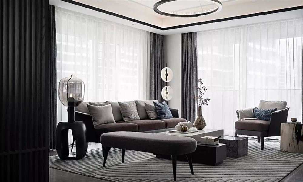 佛山市海倫堡玖悅瀾灣新中式風(fēng)格四居室裝修案例