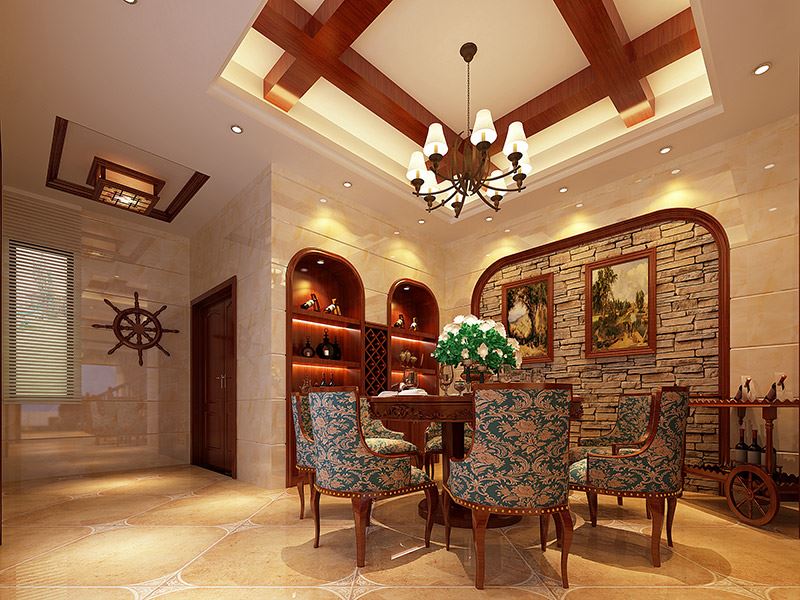 河源市雅居樂(lè)新地美式風(fēng)格四居室裝修案例