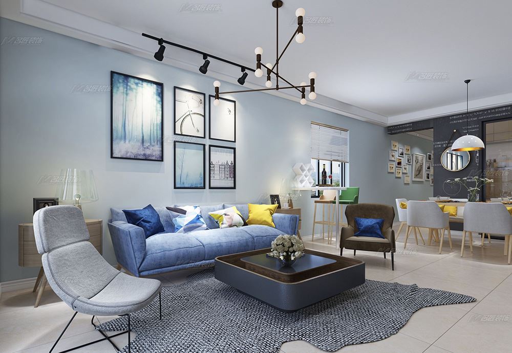 佛山市龍光&middot;玖悅灣北歐風格三居室裝修案例