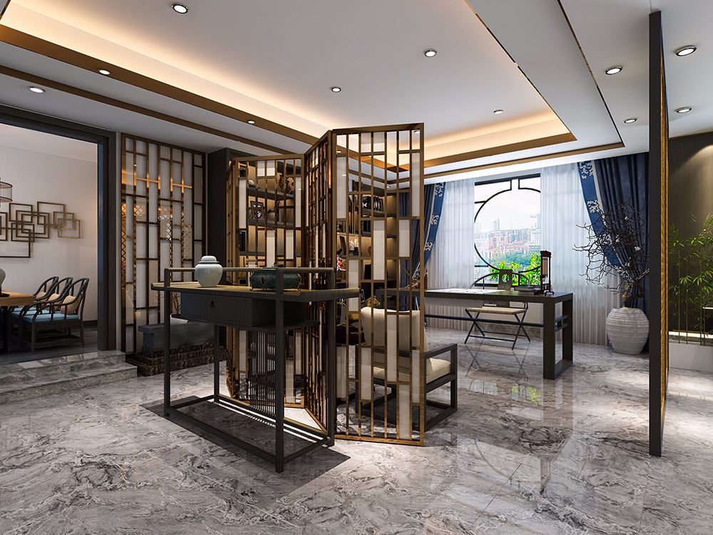 佛山市方直&middot;瓏湖灣新中式風(fēng)格別墅裝修案例