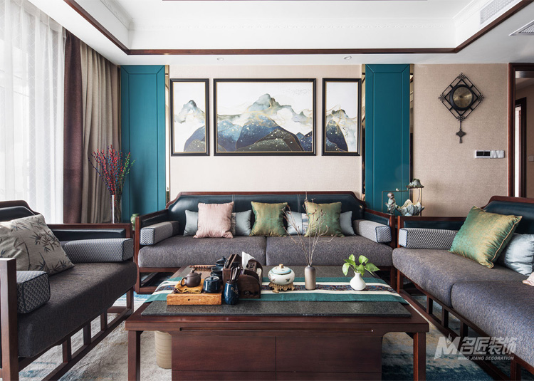 佛山市保利玥府新中式風(fēng)格三居室裝修案例