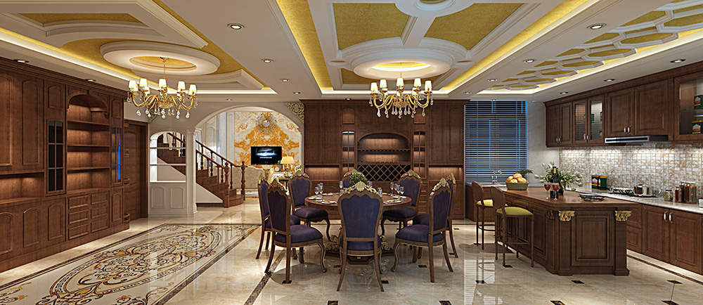 歐式風(fēng)格別墅裝修設(shè)計(jì)效果圖-萬科水晶城別墅425平米-別墅裝修設(shè)計(jì)廚餐廳 歐式風(fēng)格別墅裝修設(shè)計(jì)效果圖-萬科水晶城別墅425平米-別墅裝修設(shè)計(jì)廚餐廳