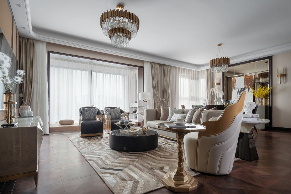 江門市幸福新村輕奢風(fēng)格三居室裝修案例