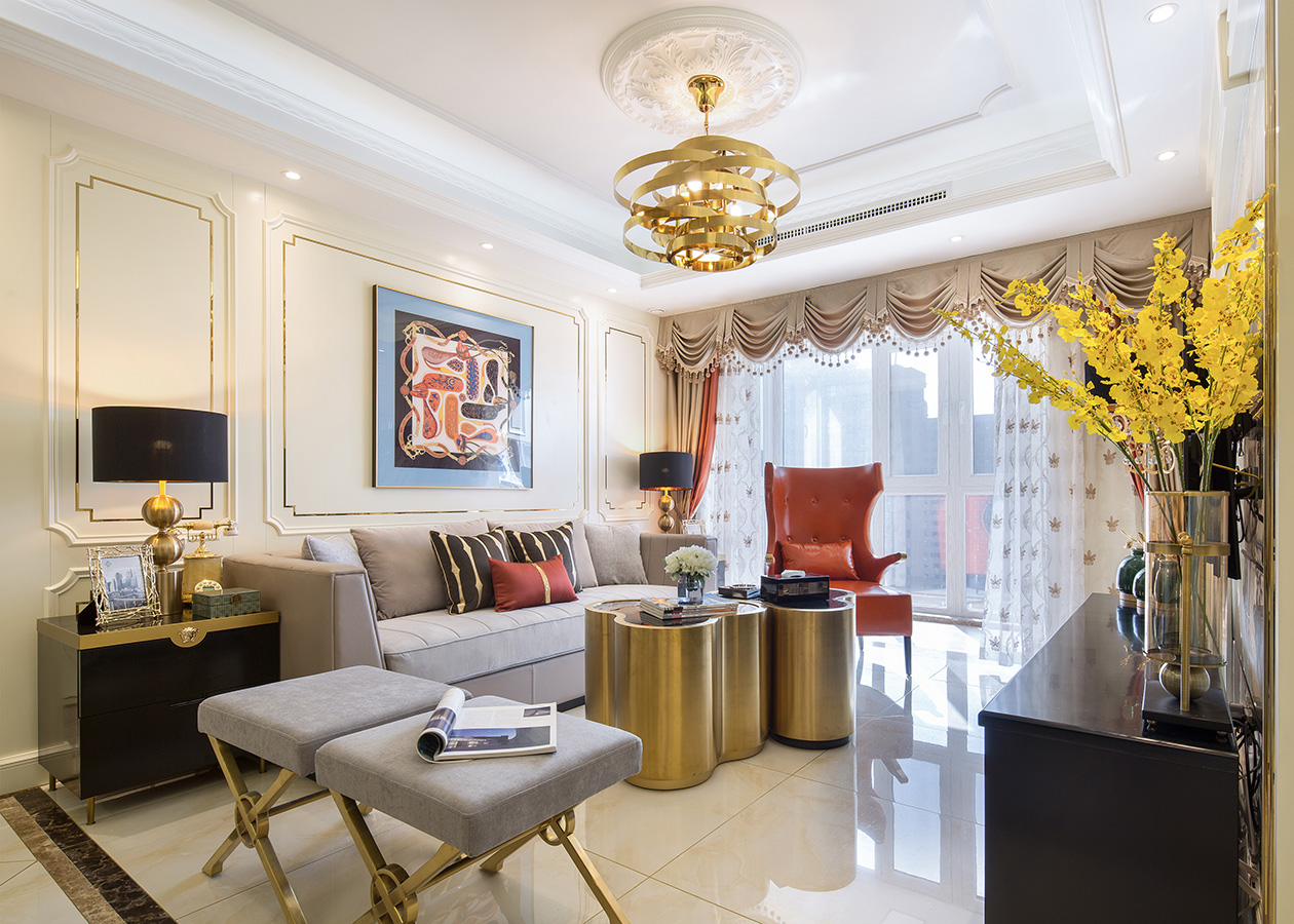 美式輕奢風格室內(nèi)設計家裝案例-客廳 美式輕奢風格室內(nèi)設計家裝案例-客廳