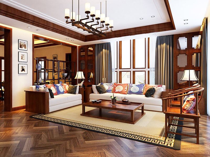 佛山市融創(chuàng)半島壹號(hào)新中式風(fēng)格四居室裝修案例