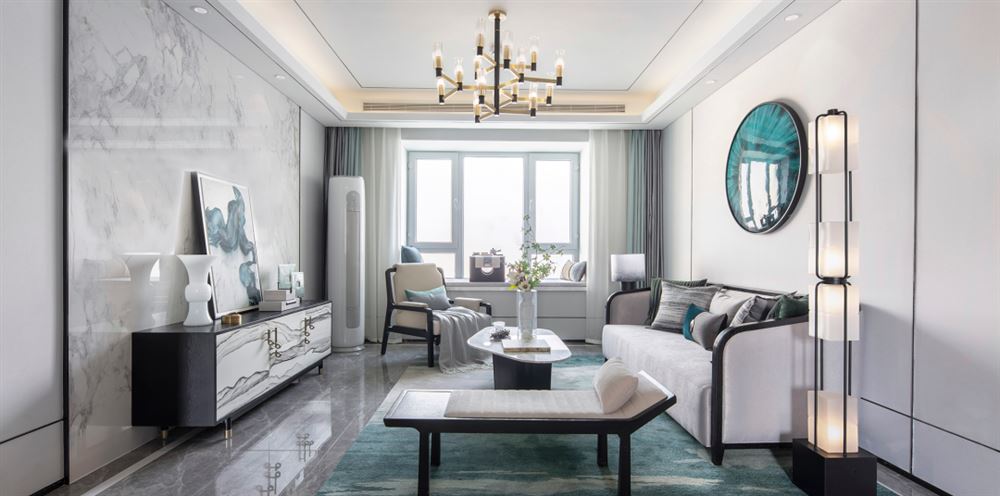 佛山市萬科金域水岸新中式風格三居室裝修案例