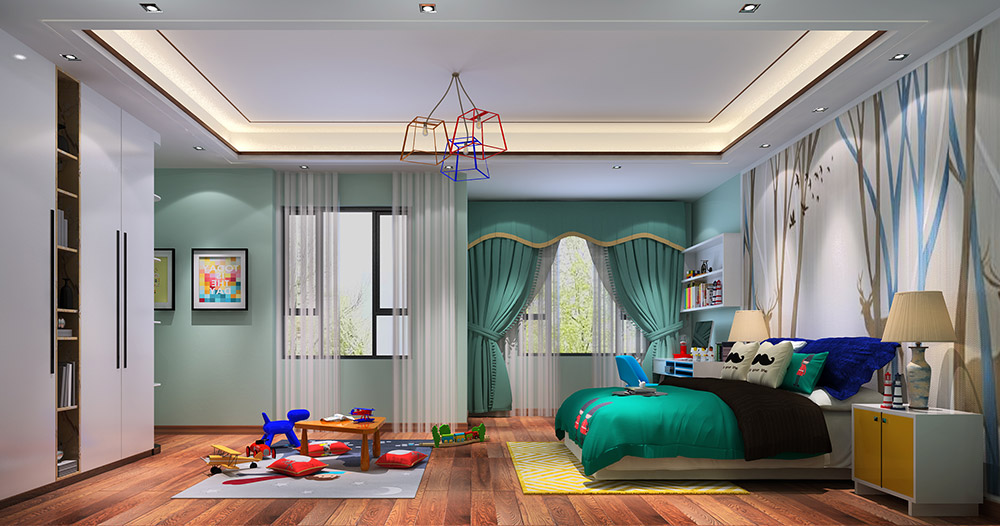 新中式風(fēng)格別墅裝修效果圖-東逸灣翠河澗四居190平米-小孩房 新中式風(fēng)格別墅裝修效果圖-東逸灣翠河澗四居190平米-小孩房