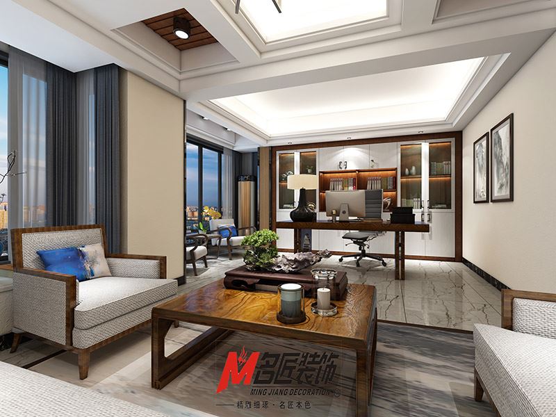 揭陽市濱江尚都現(xiàn)代風(fēng)格辦公空間裝修案例