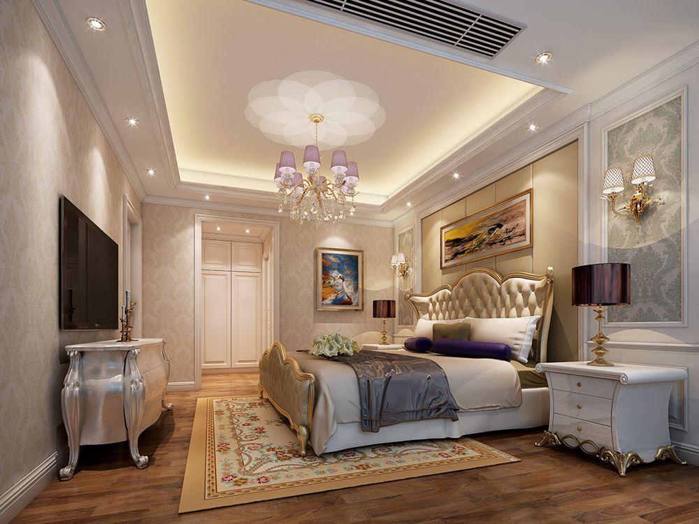 河源市華僑城歐式風(fēng)格四居室裝修案例