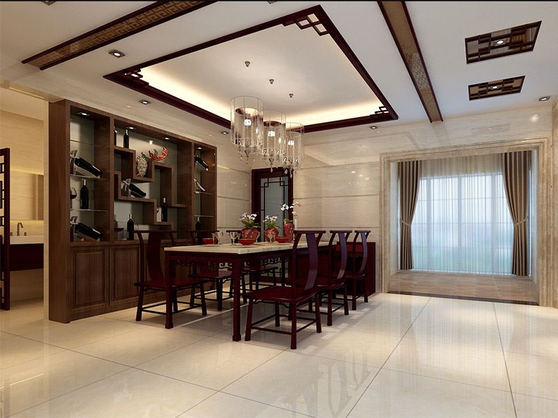 佛山市復(fù)地公園和光新中式風(fēng)格四居室裝修案例