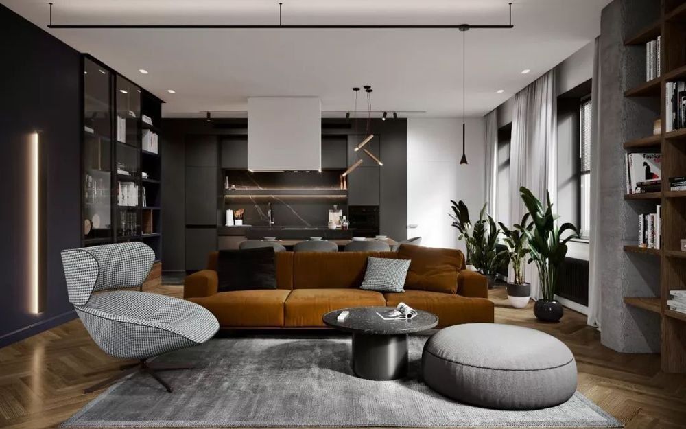 北歐工業(yè)風格家裝設計室內裝修效果圖-客廳