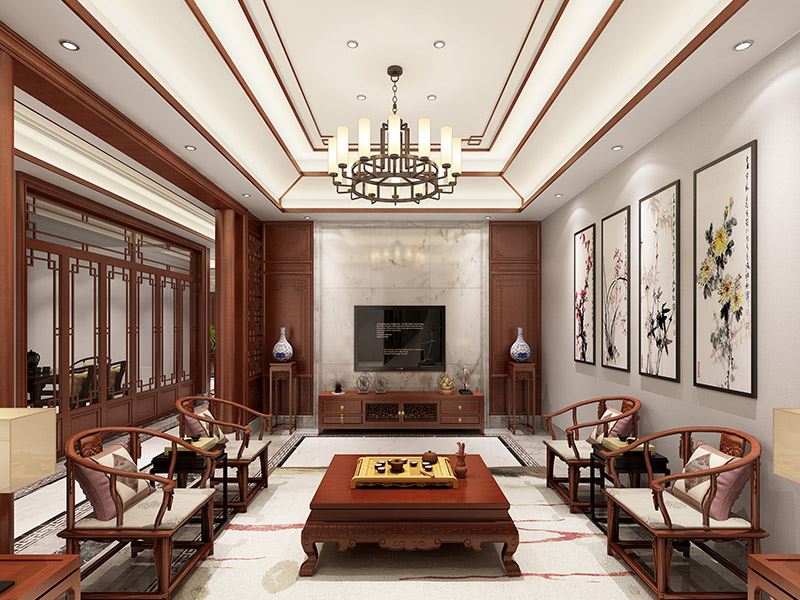 常州市景瑞望府新中式風(fēng)格別墅裝修案例