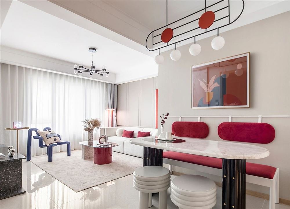 曲靖市北城萬象現(xiàn)代風格四居室裝修案例