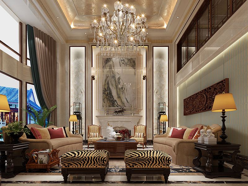 泰州市濱江新區(qū)富陽社區(qū)二區(qū)新中式風(fēng)格別墅裝修案例