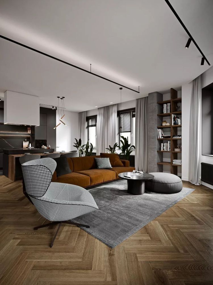 北歐工業(yè)風格家裝設計室內裝修效果圖-客廳