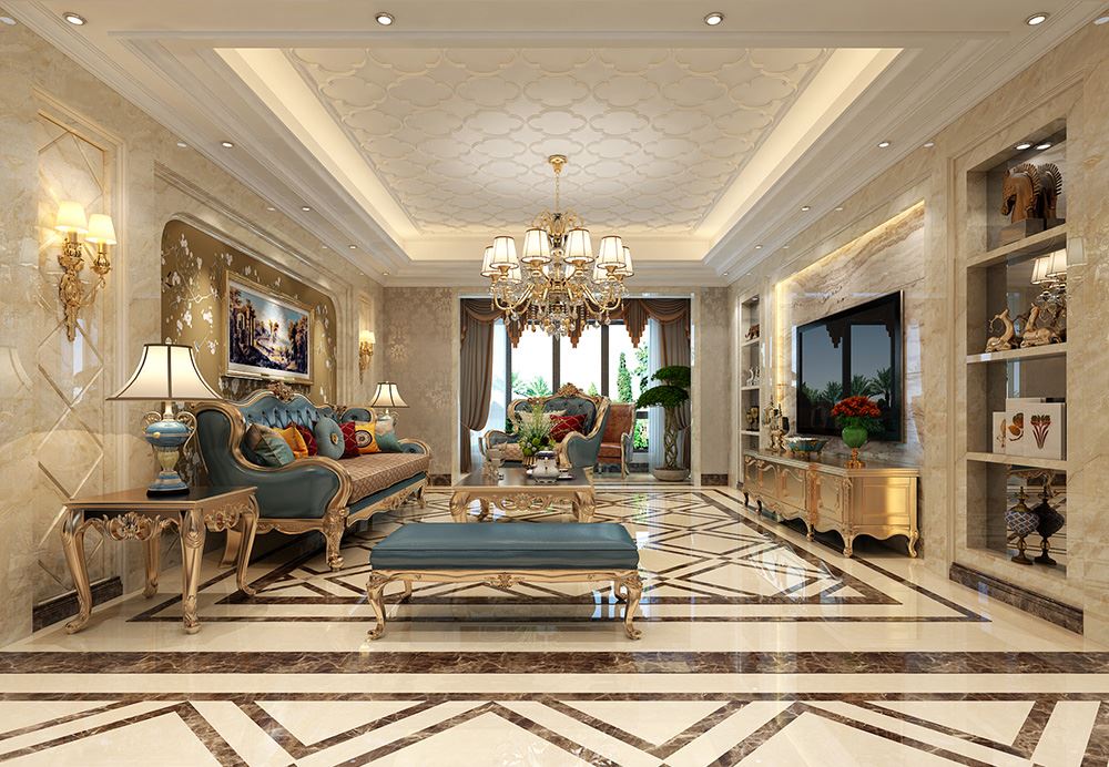 青島市魯信長春花園商住樓歐式風(fēng)格三居室裝修案例