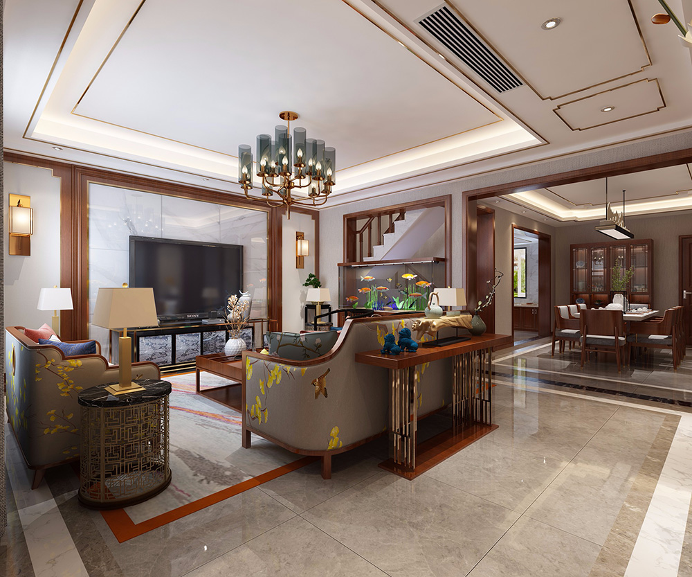 新中式風(fēng)格別墅裝修設(shè)計(jì)效果圖-力迅榕墅里別墅450平米-別墅客廳裝修設(shè)計(jì) 新中式風(fēng)格別墅裝修設(shè)計(jì)效果圖-力迅榕墅里別墅450平米-別墅客廳裝修設(shè)計(jì)