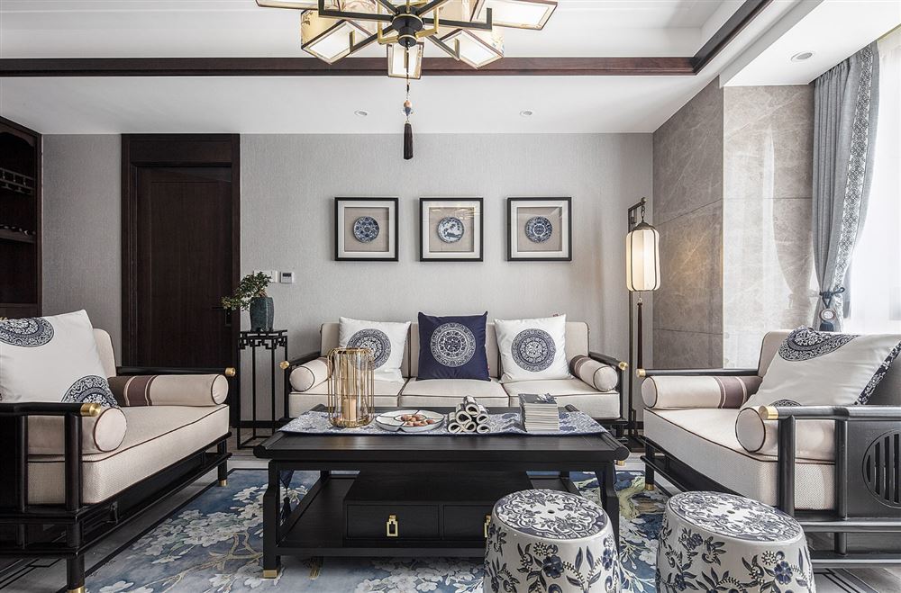 廣州市御華園新中式風(fēng)格三居室裝修案例