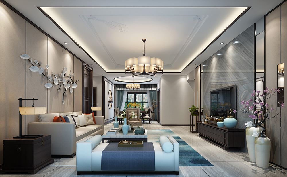 佛山市越秀星匯瀚府新中式風(fēng)格四居室裝修案例