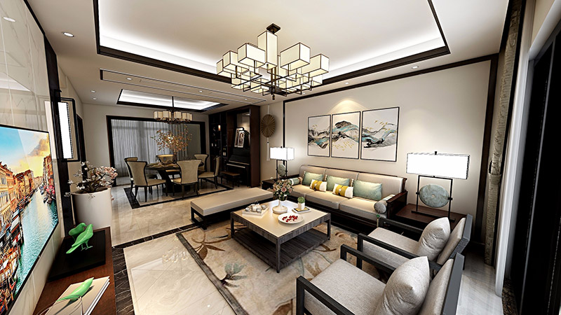 美的君蘭江山四居168平米北歐風(fēng)格裝修案例-客廳