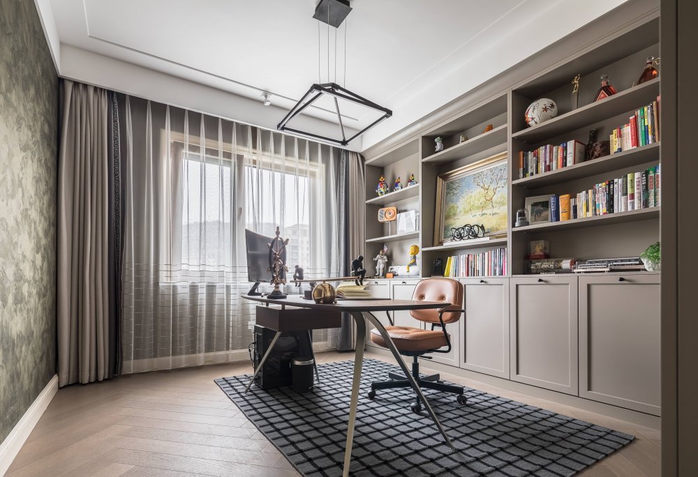 摩登復(fù)古風(fēng)格室內(nèi)家裝案例效果圖-書房 摩登復(fù)古風(fēng)格室內(nèi)家裝案例效果圖-書房