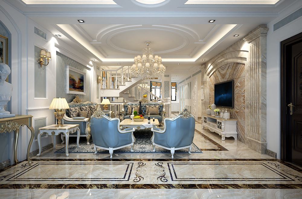 青島市魯信長春花園商住樓歐式風(fēng)格復(fù)式裝修案例