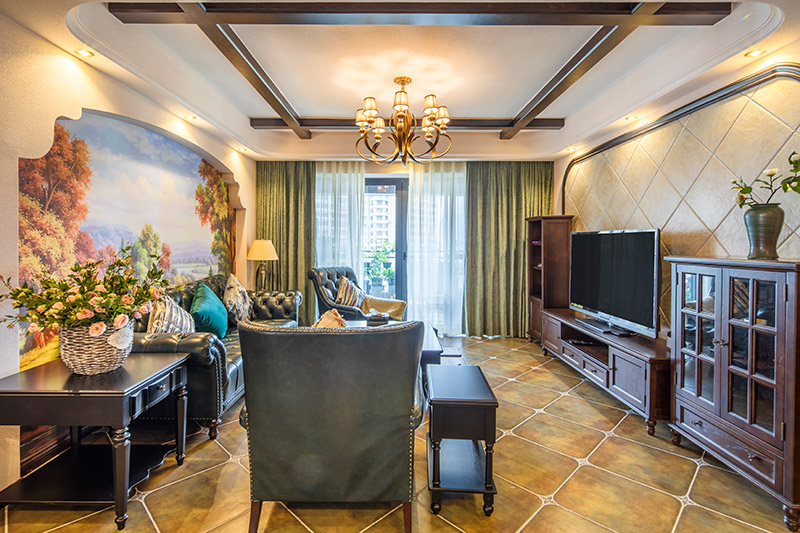 保利壹號公館美式室內(nèi)設計三居125平米風格裝修案例-客廳 保利壹號公館美式室內(nèi)設計三居125平米風格裝修案例-客廳