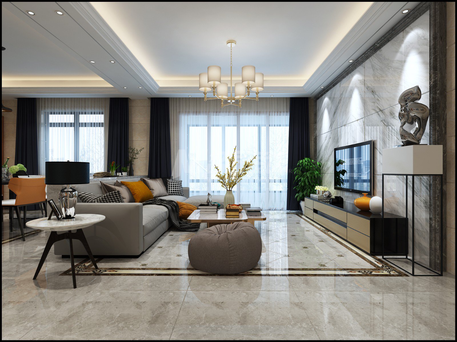 淮安市都梁名郡現(xiàn)代簡(jiǎn)約風(fēng)格三居室裝修案例