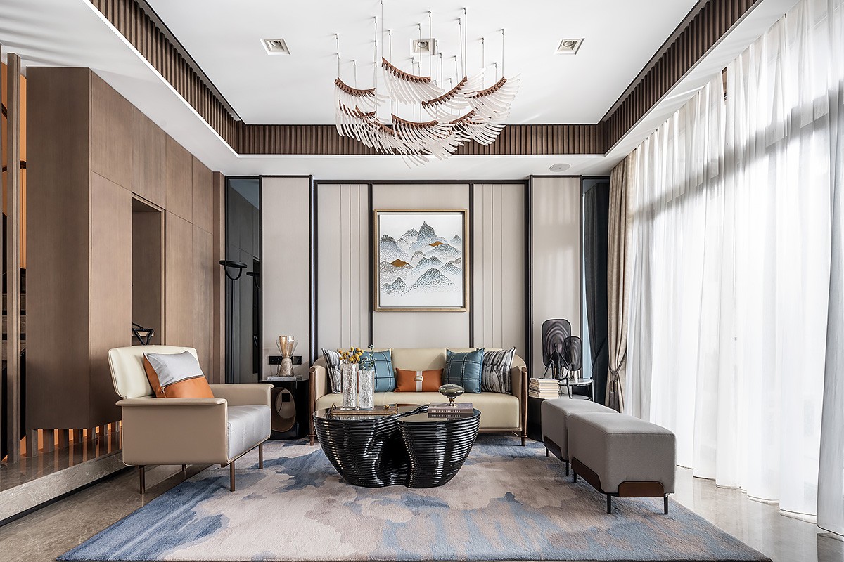 新中式風(fēng)格家裝設(shè)計(jì)別墅裝修效果圖-客廳 新中式風(fēng)格家裝設(shè)計(jì)別墅裝修效果圖-客廳