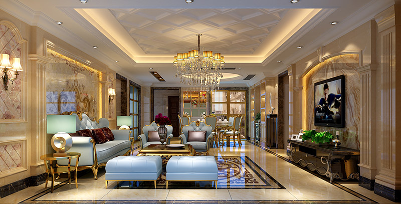 黃岐長信御景峰四居186平米歐式風格室內(nèi)裝修案例-客廳 黃岐長信御景峰四居186平米歐式風格室內(nèi)裝修案例-客廳