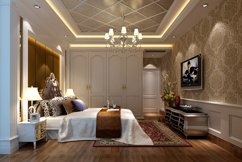 黃岐長信御景峰四居186平米歐式風格室內(nèi)裝修案例-主臥 黃岐長信御景峰四居186平米歐式風格室內(nèi)裝修案例-主臥