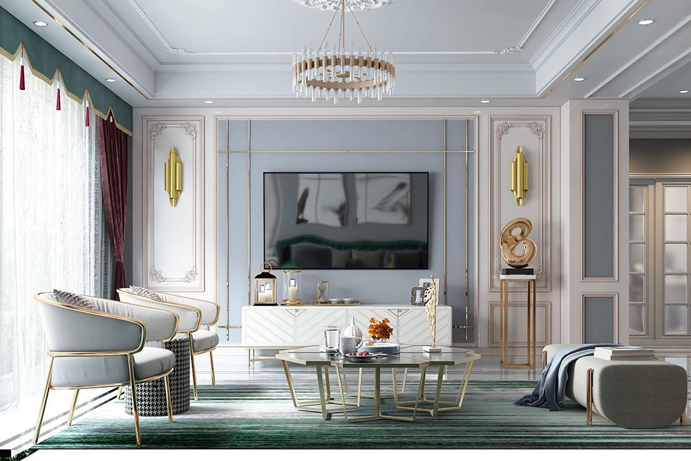 佛山市金茂綠島湖美式風(fēng)格四居室裝修案例