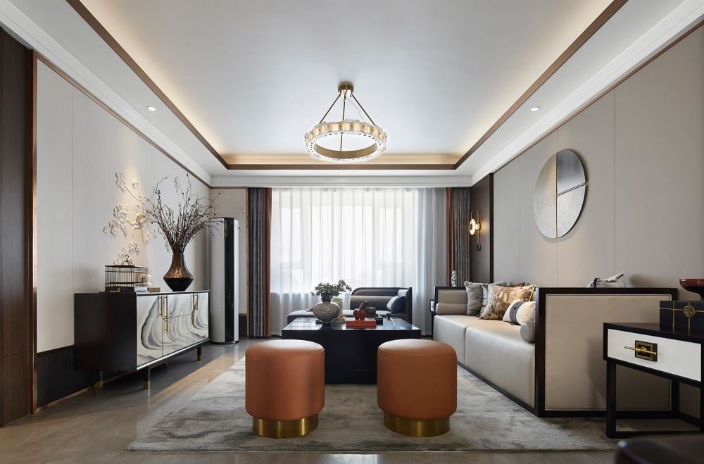 佛山市越秀御湖臺新中式風格三居室裝修案例