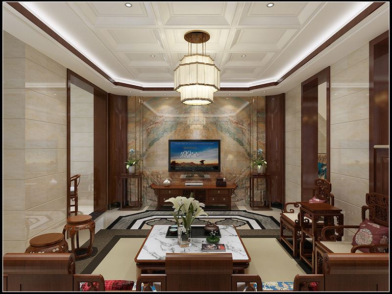 湖州市融創(chuàng)金成&middot;湖山賦新中式風(fēng)格別墅裝修案例