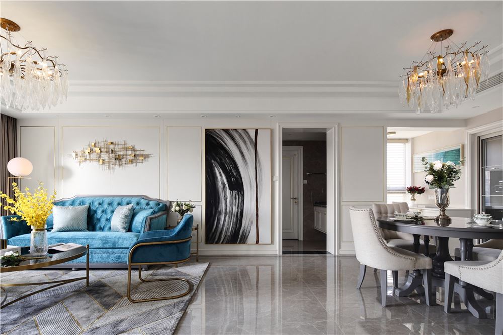 昭通市彝良一中教師小區(qū)輕奢風格四居室裝修案例