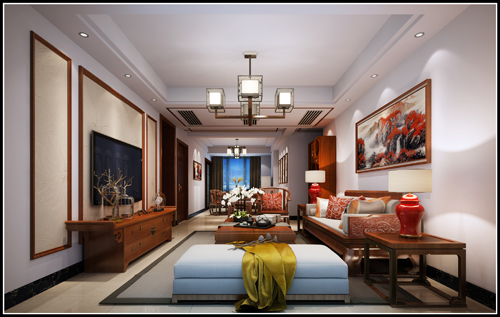 嘉興市合景尚峰新中式風格復式裝修案例