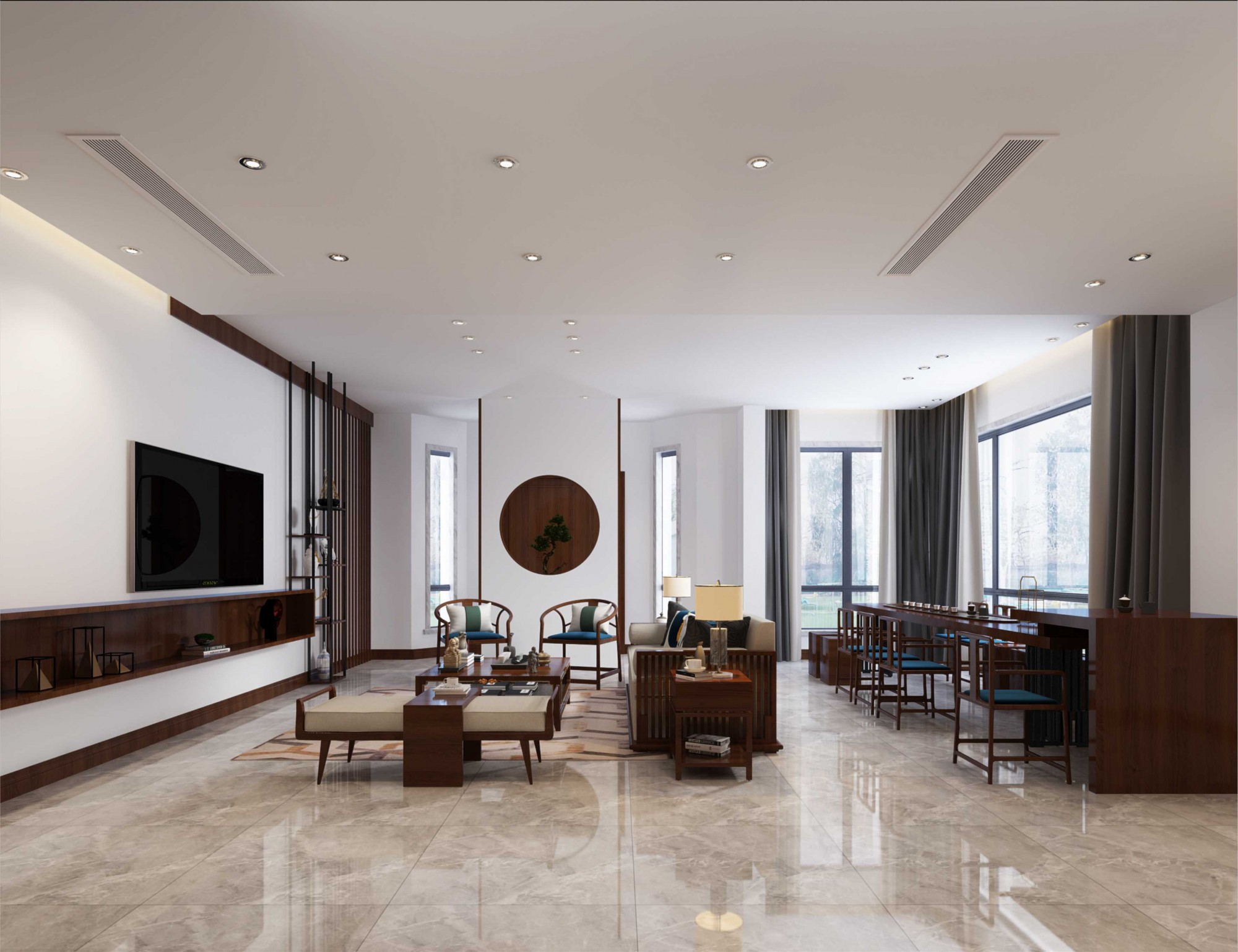 常州市桃園新村新中式風(fēng)格別墅裝修案例