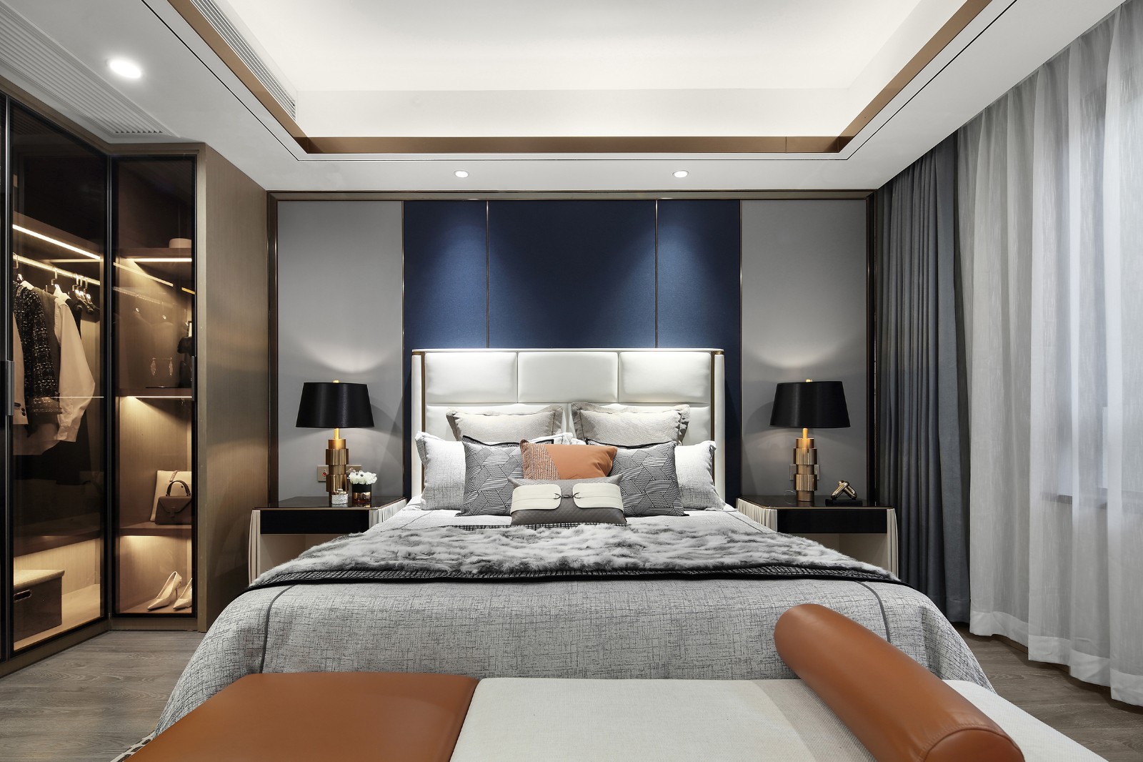 港式輕奢風(fēng)格室內(nèi)設(shè)計(jì)家裝案例-主臥 港式輕奢風(fēng)格室內(nèi)設(shè)計(jì)家裝案例-主臥