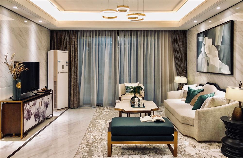 江門市越秀星匯名庭新中式風格三居室裝修案例