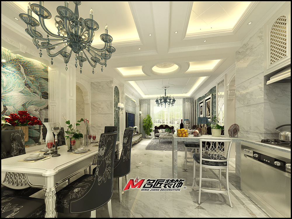 簡歐風格室內(nèi)裝修效果圖-時代水岸三居111平米-室內(nèi)餐廳裝修設(shè)計 簡歐風格室內(nèi)裝修效果圖-時代水岸三居111平米-室內(nèi)餐廳裝修設(shè)計