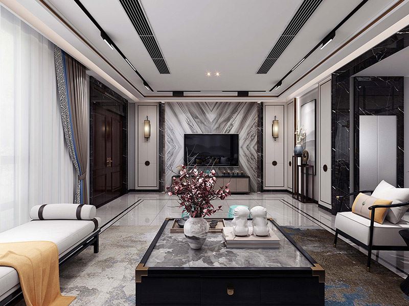 河源市得嘉花園新中式風(fēng)格別墅裝修案例