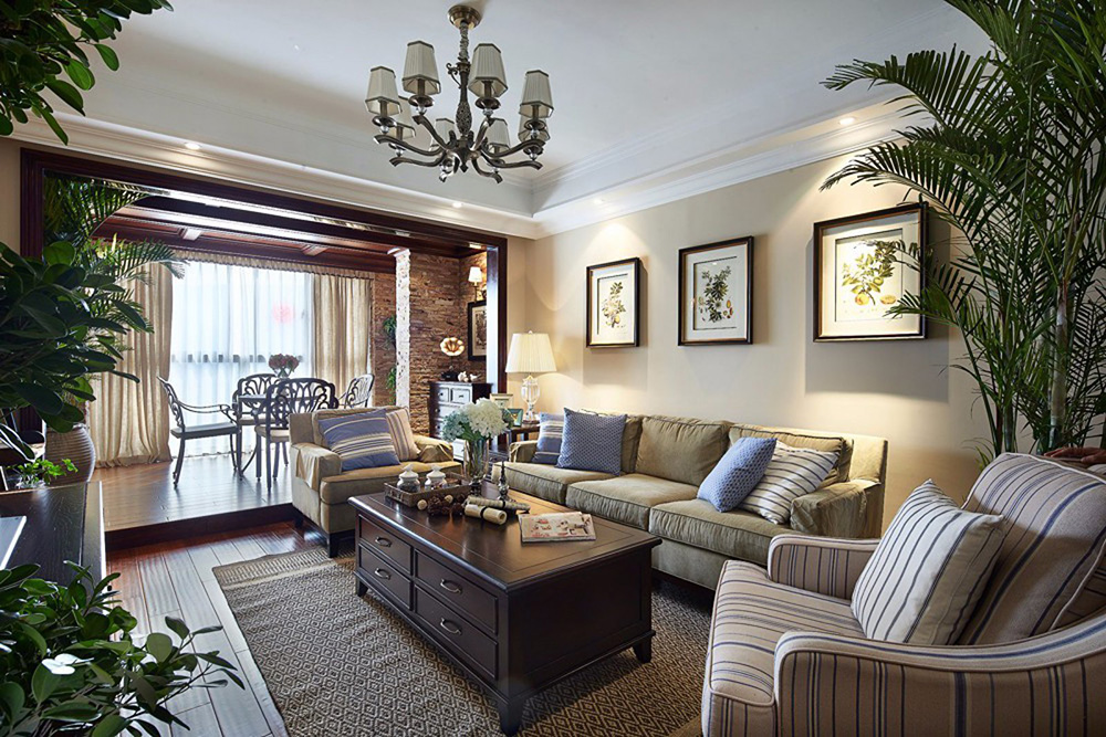 田園風(fēng)格室內(nèi)裝修效果圖-新會駿景灣豪庭三居130平米-客廳 田園風(fēng)格室內(nèi)裝修效果圖-新會駿景灣豪庭三居130平米-客廳