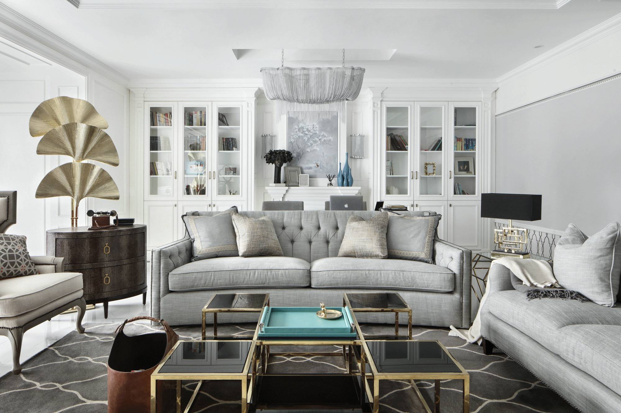 簡歐輕奢風格家裝設(shè)計室內(nèi)裝修效果圖-客廳