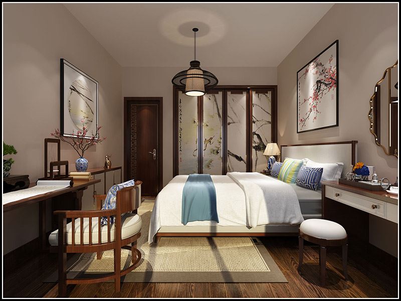 佛山市恒大雅苑新中式風(fēng)格二居室裝修案例