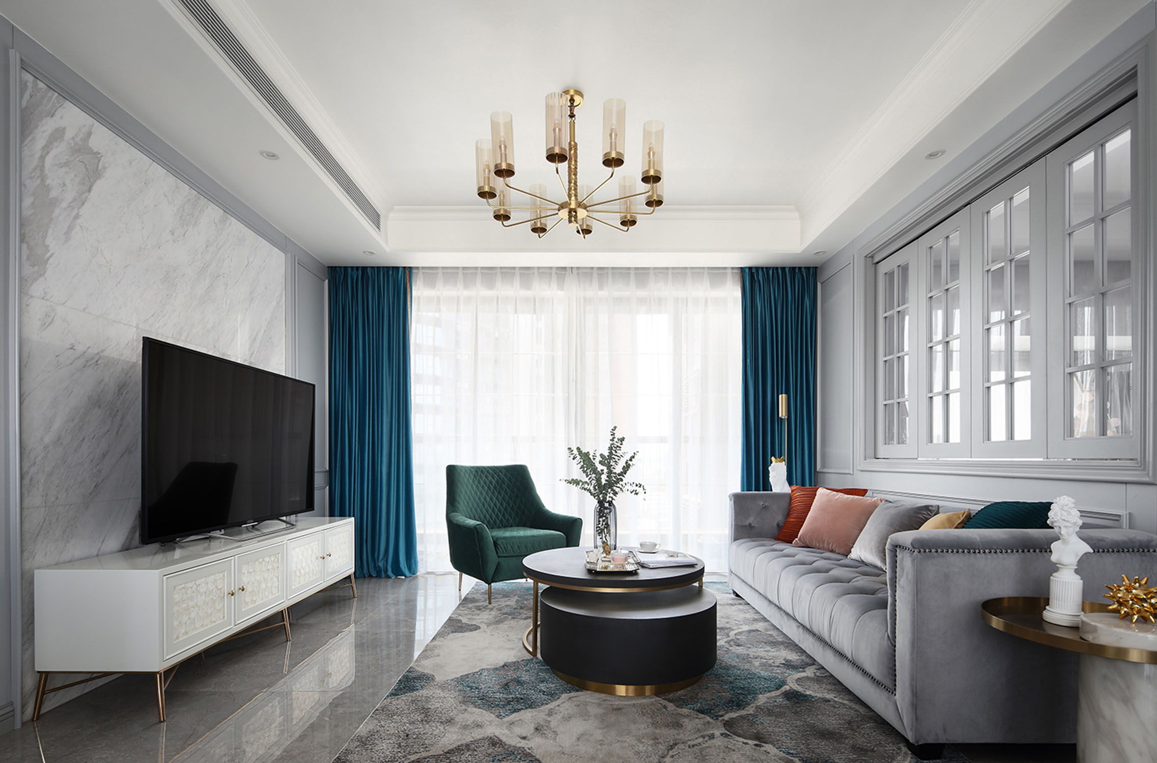 美式簡(jiǎn)約風(fēng)格室內(nèi)家裝案例效果圖-客廳電視背景墻 美式簡(jiǎn)約風(fēng)格室內(nèi)家裝案例效果圖-客廳電視背景墻