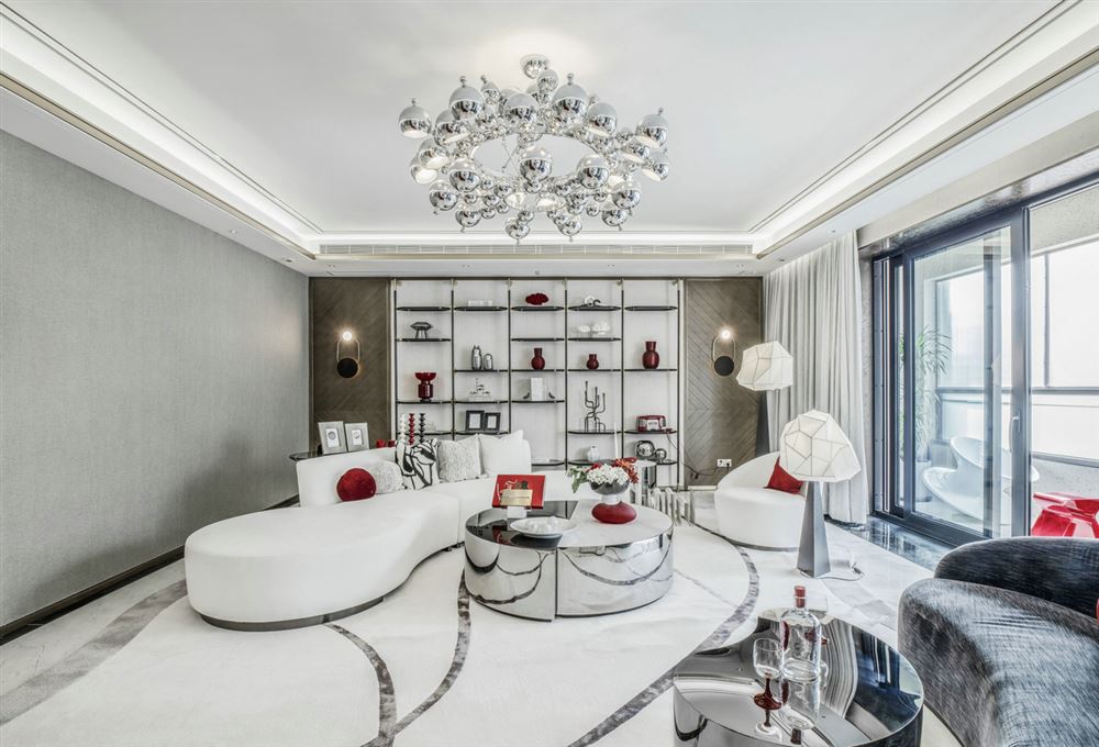 江門市世茂碧海銀湖輕奢風(fēng)格三居室裝修案例