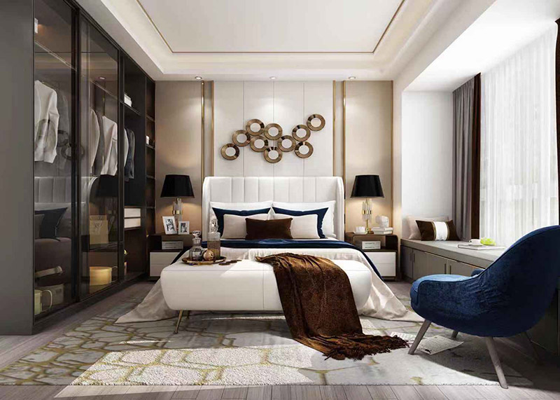 輕奢風(fēng)格室內(nèi)裝修效果圖-萬福新城四居150平米-臥室 輕奢風(fēng)格室內(nèi)裝修效果圖-萬福新城四居150平米-臥室